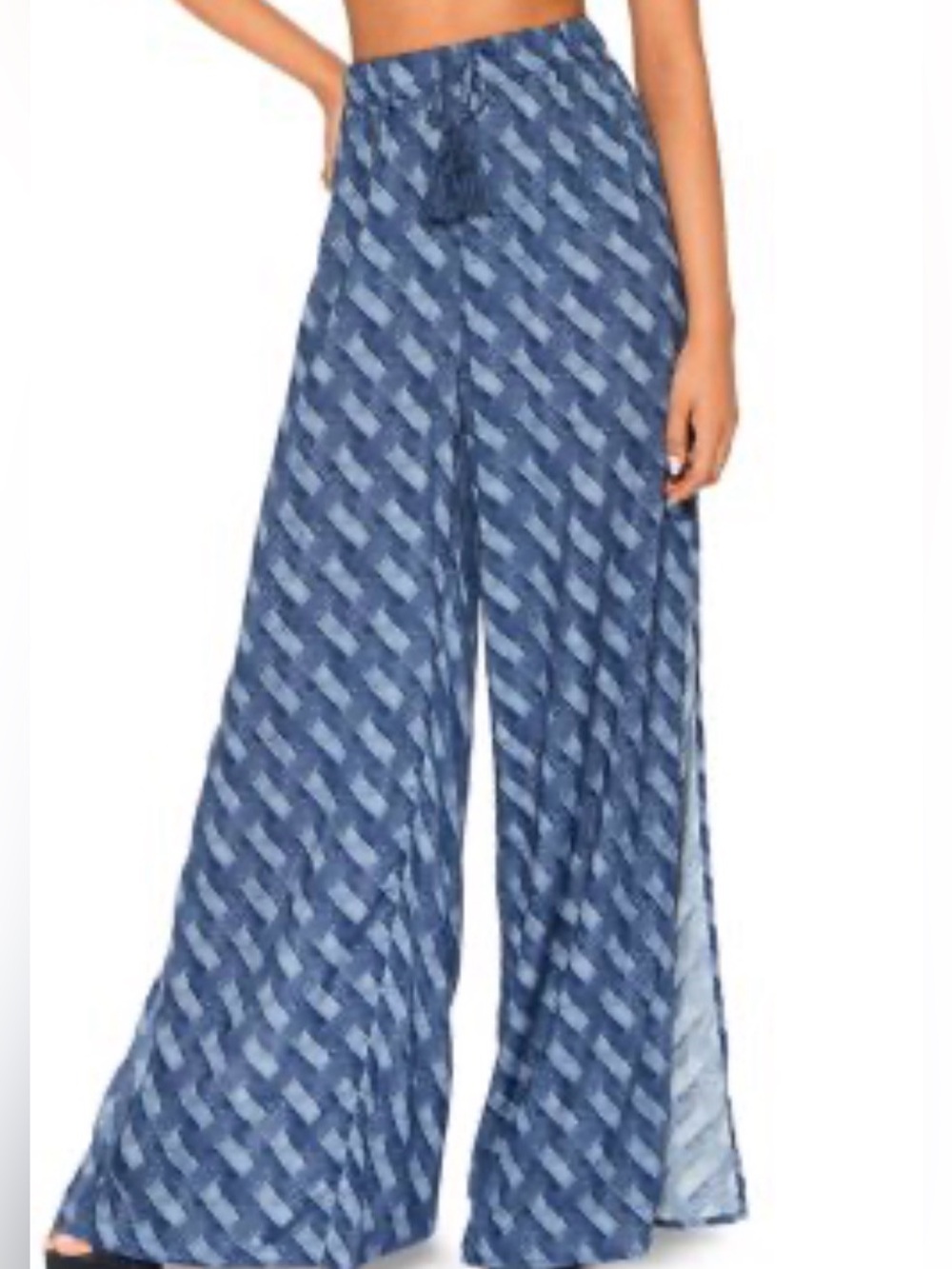 Kurt Geiger London resort trousers in a blue denim-effect fabric S, M & L
